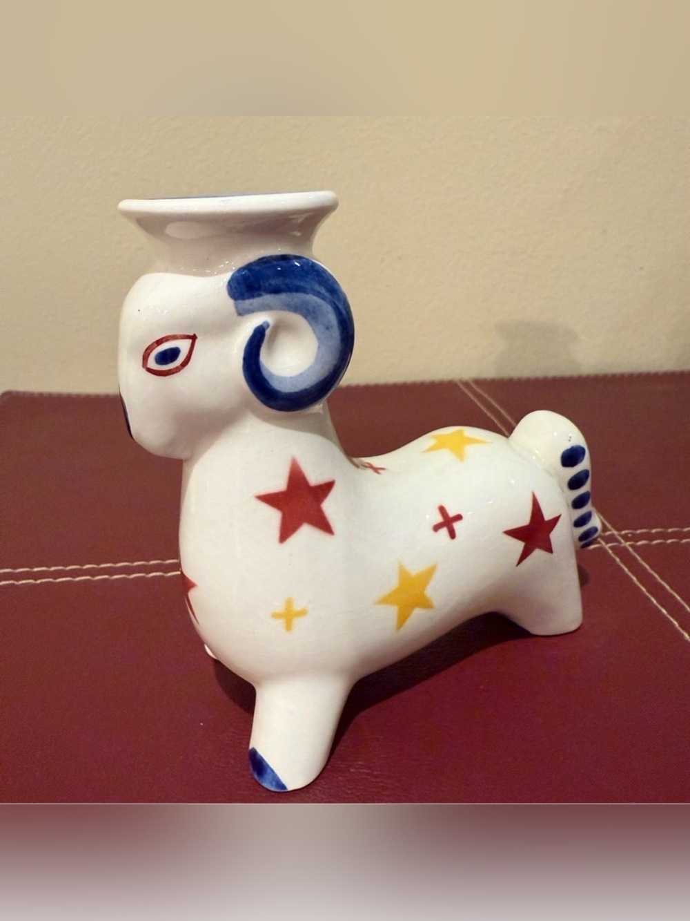 Aluminia Denmark Royal Copenhagen 2272 Christmas Ram Goat Candlestick